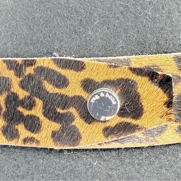 Rag & Bone - women’s fedora black 100% wool & 100% haircalf tiger print trim M - Picture 5 of 9